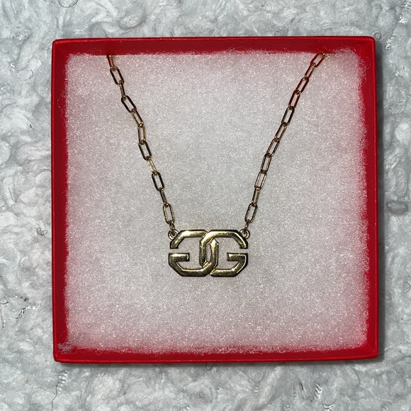 Givenchy Vintage Interlocking GG Logo Pendant Gold Tone Necklace with Gift Box - Picture 1 of 10